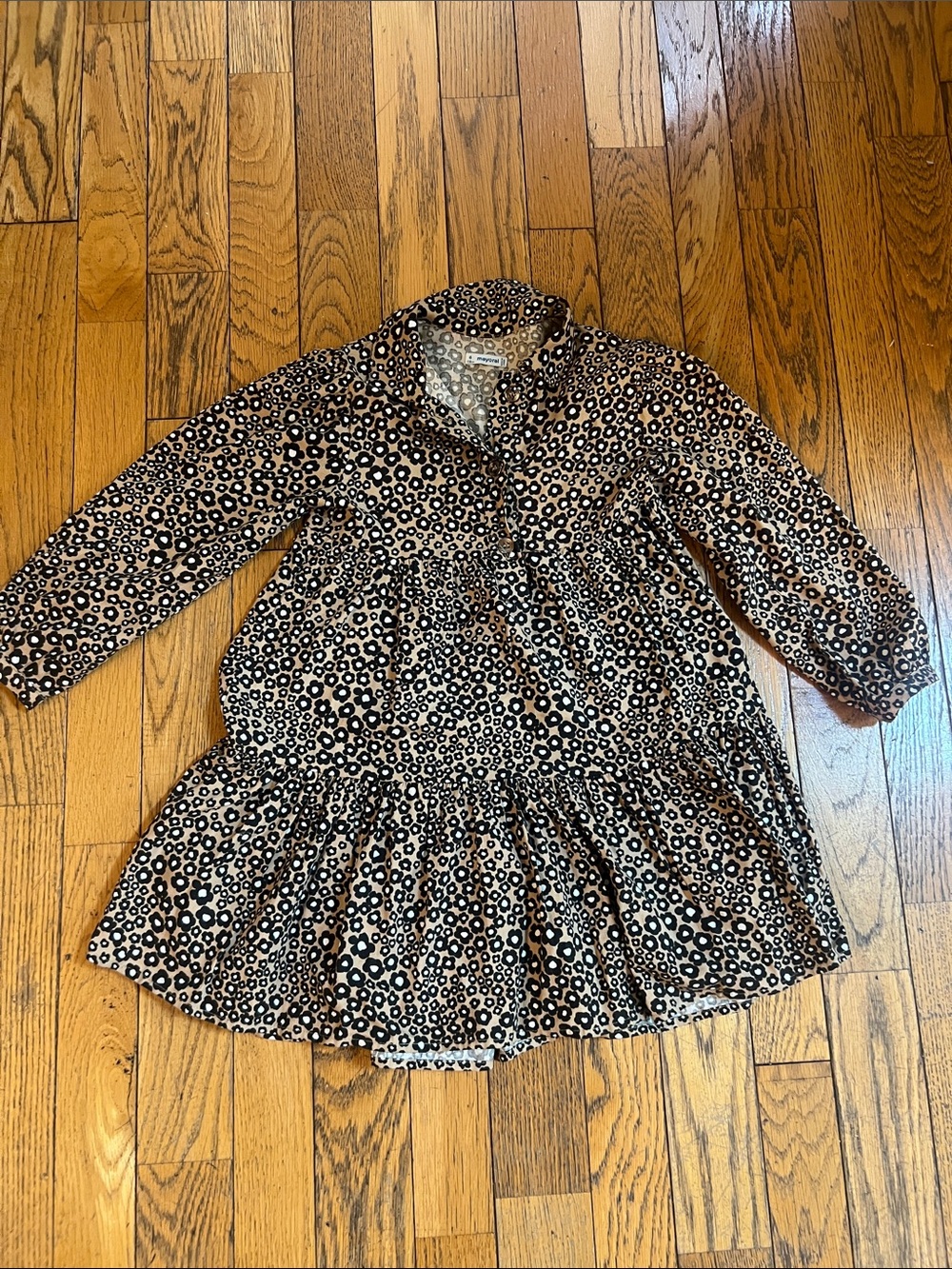 Mayoral Beige and Black Floral Print Casual Dress